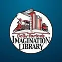 Dolly Parton’s Imagination Library round logo with a steam train