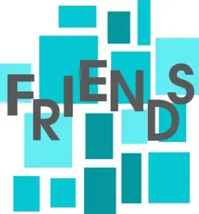 Friends of the Alexandria Public Library logo in teal block letters